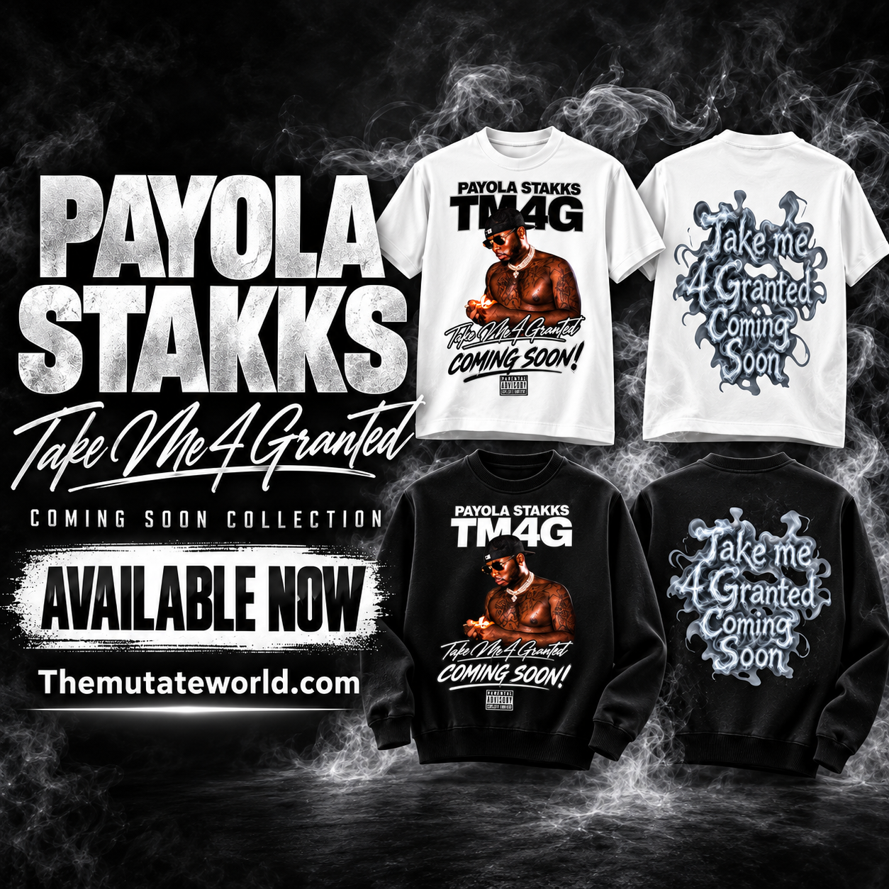 Payola Stakks TM4G β Take Me 4 Granted coming soon collection sweatshirt and tees